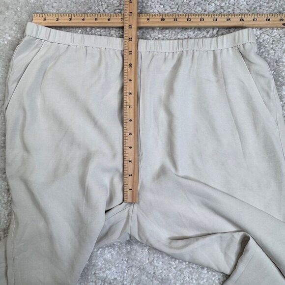 Eileen Fisher Silk Georgette Crepe Pant Lined Ivory Bone - Picture 8 of 10